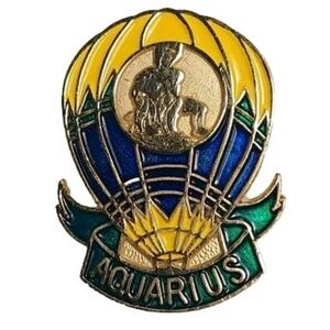 Vintage Aquarius Zodiac Pin ♒️ Hot Air Balloon Enamel Pin | B.J. Sales Calgary